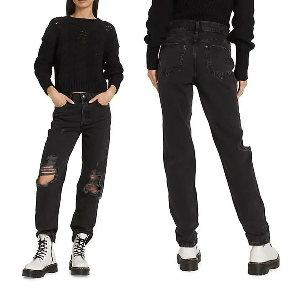 NWT New $98 Free People We The Free Lasso High-Rise Black Jeans Size 26